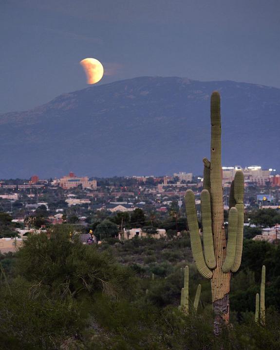 Photographer Sean Parker caught the supermoon total lunar eclipse as it rose above Tuscon, Arizona.